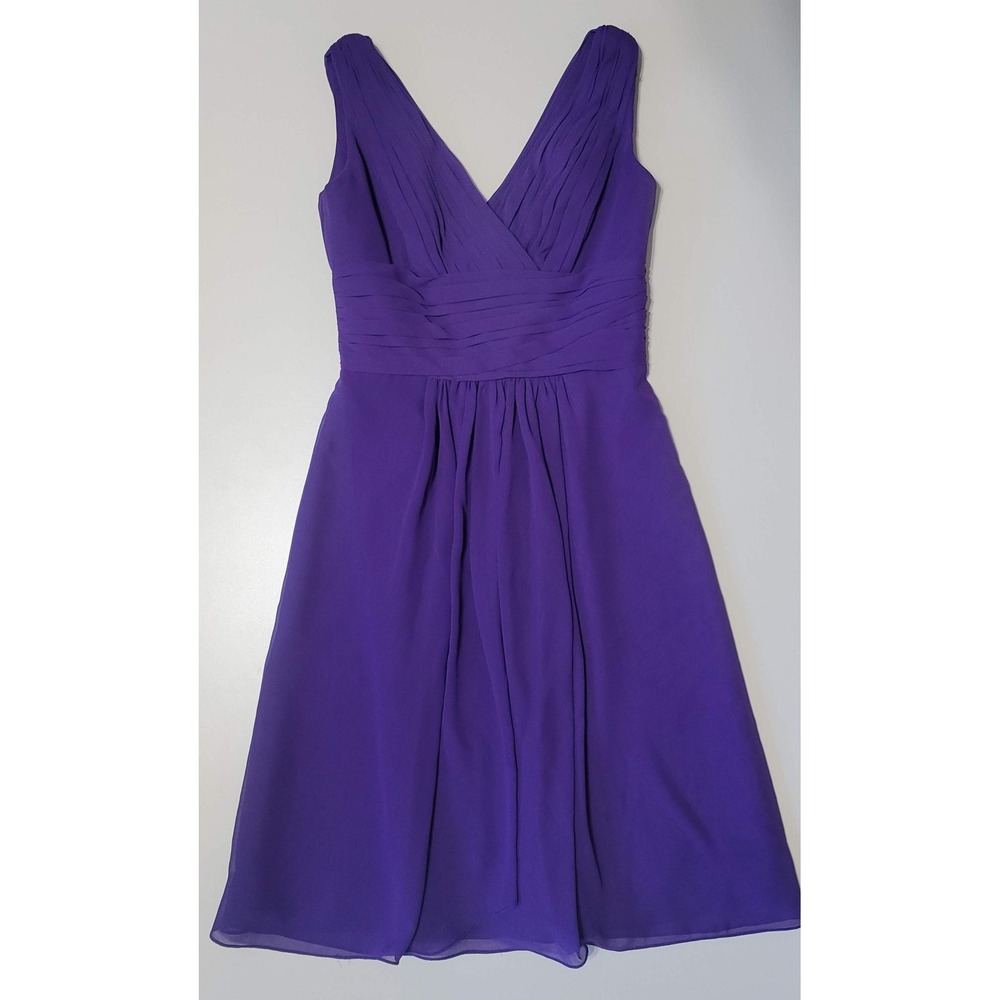 Bill Levkoff Purple Chiffon Short Bridesmaid Dress
